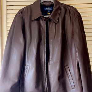 Polo Ralph Lauren bison brown lamb skin leather jacket